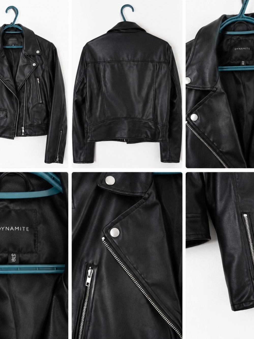 Dynamite Black Faux Leather Bomber-Style Moto Women Jacket